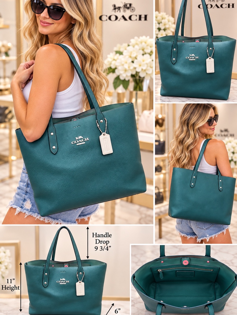 COACH Central Tote 39 Smooth Leather Peacock 🦚 - Picture 3 of 16